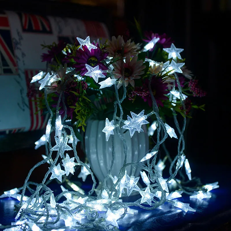 LED Five-Pointed Star Battery Light Wedding Bedroom Decorated Festive Christmas String Lights