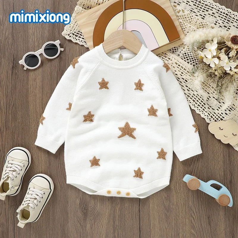 Neu Ankunfts Mimixiong Strickmode Neugeborene Baby Rompers Jumpsuits Babies Kleidung Pullover Tragen Bekleidung