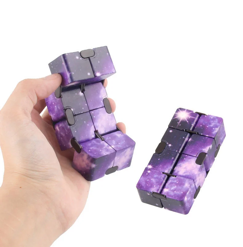 Infinity Cube Fidget Toy Stress Anxiety Relief Mini Hand Held Galaxy Space Fidget Cube Toy for Adults and Kids with Add Adhd Killing Time Starry Color Infinity