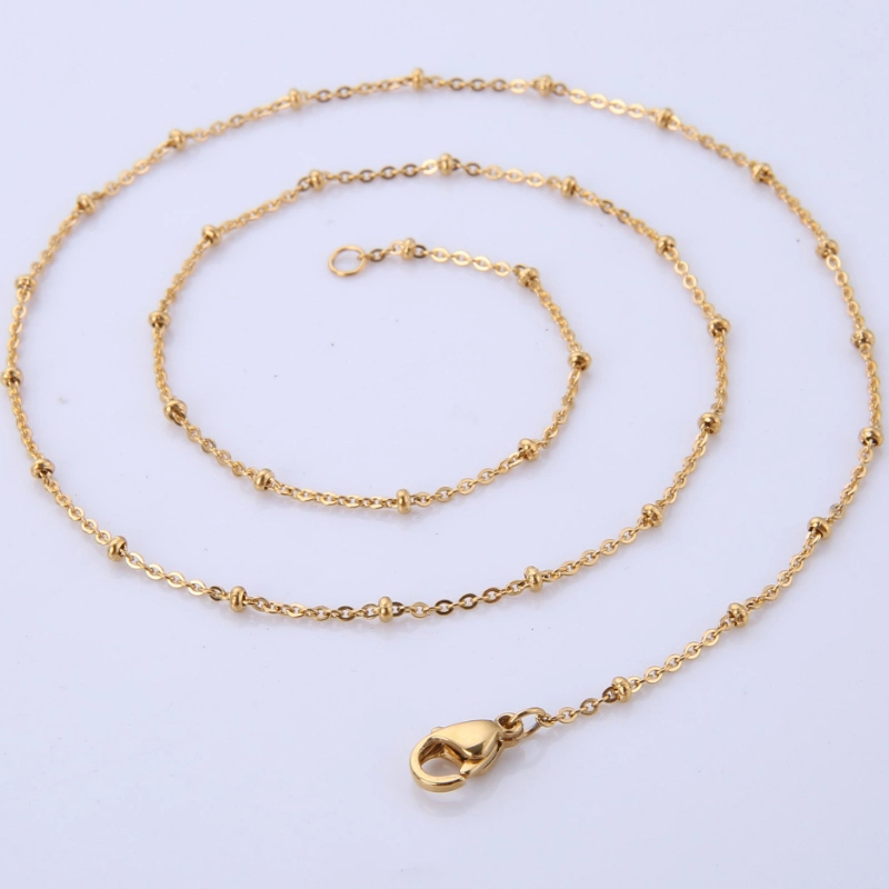 Fashion Accessories Stainless Steel Chain Cut Rolo Round Link Bead Necklace Jewelry