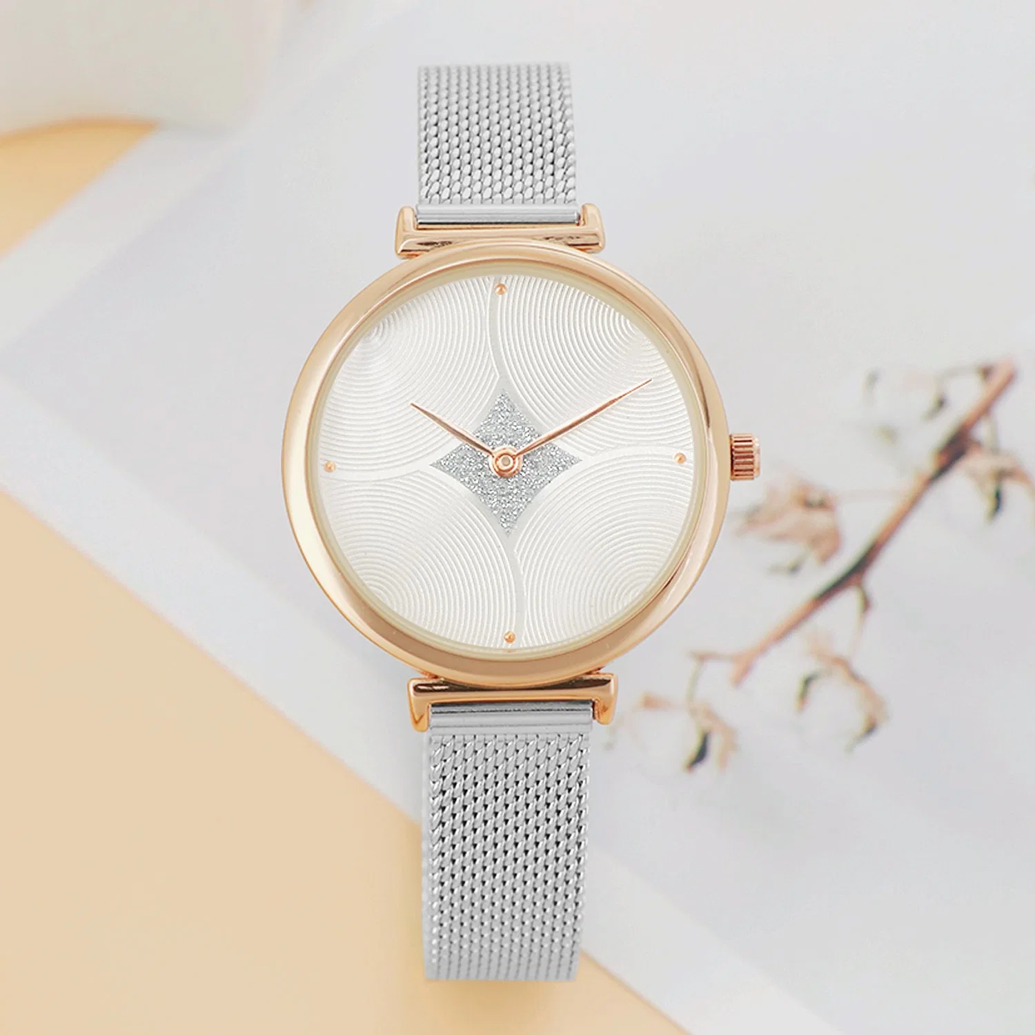 Simple Fashion Mesh Strap Special Texture Dial Men Women Watch