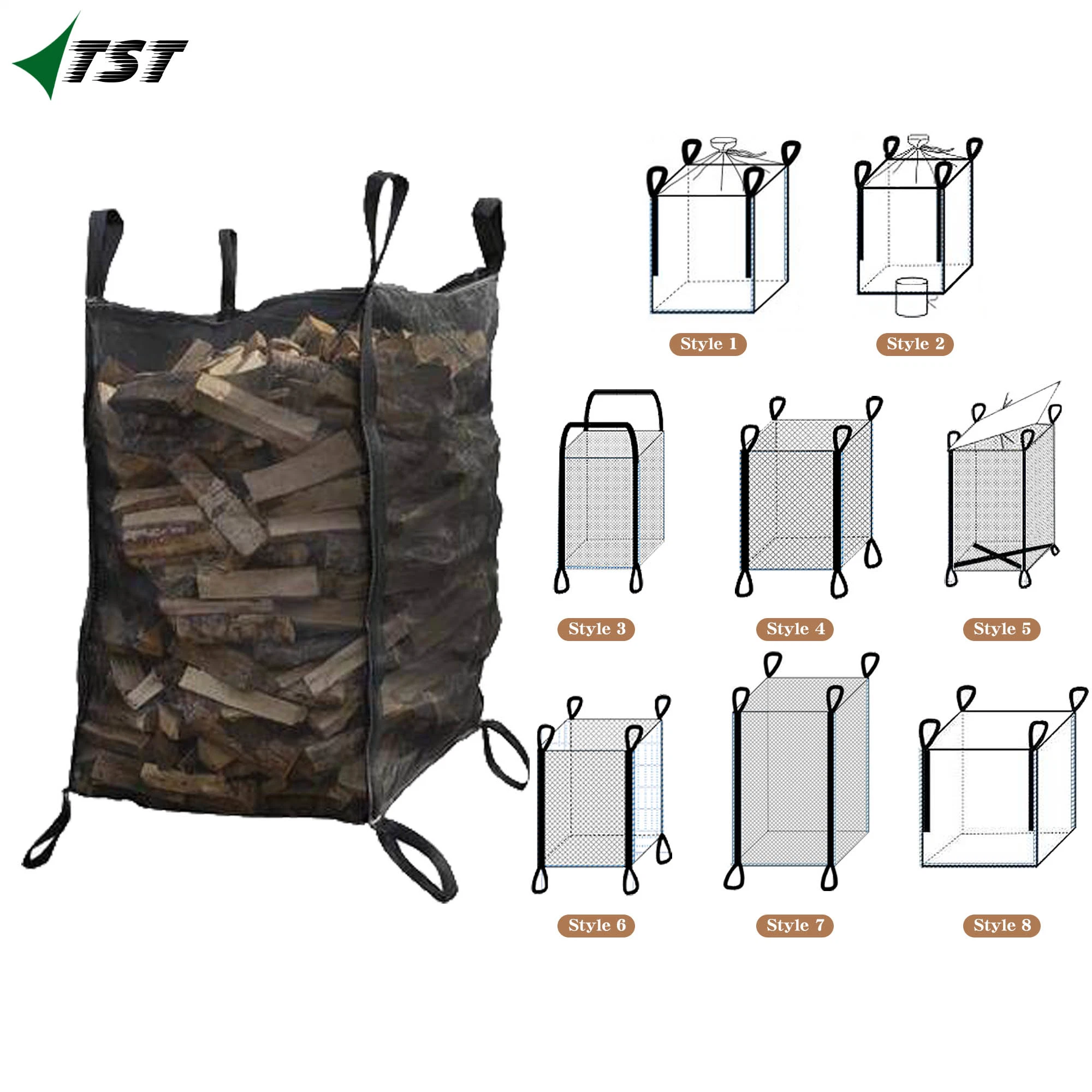 Durable Mesh Firewood Bag with Custom Loops for Packing Dry Wood for Norway Market