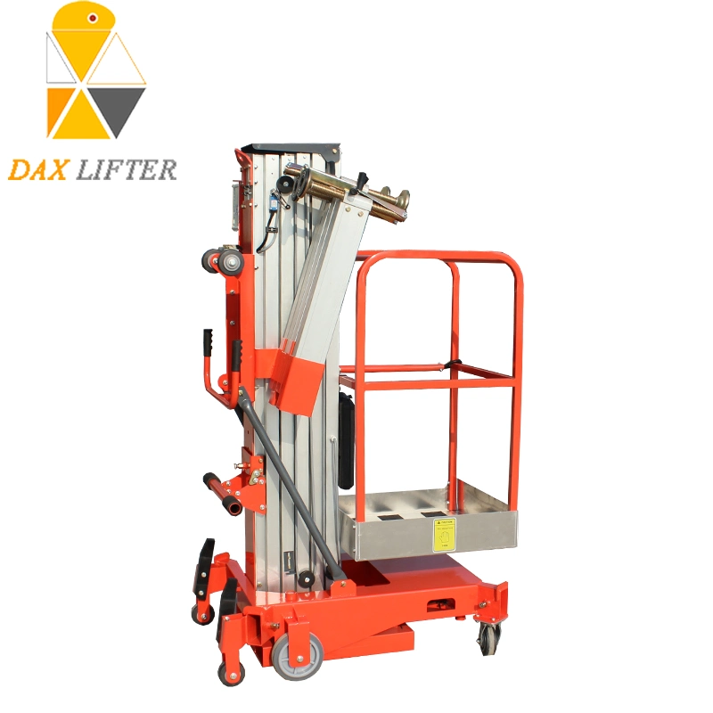 Good Standard Manual Mobile One Mast Hydraulic Aluminum Lift with CE