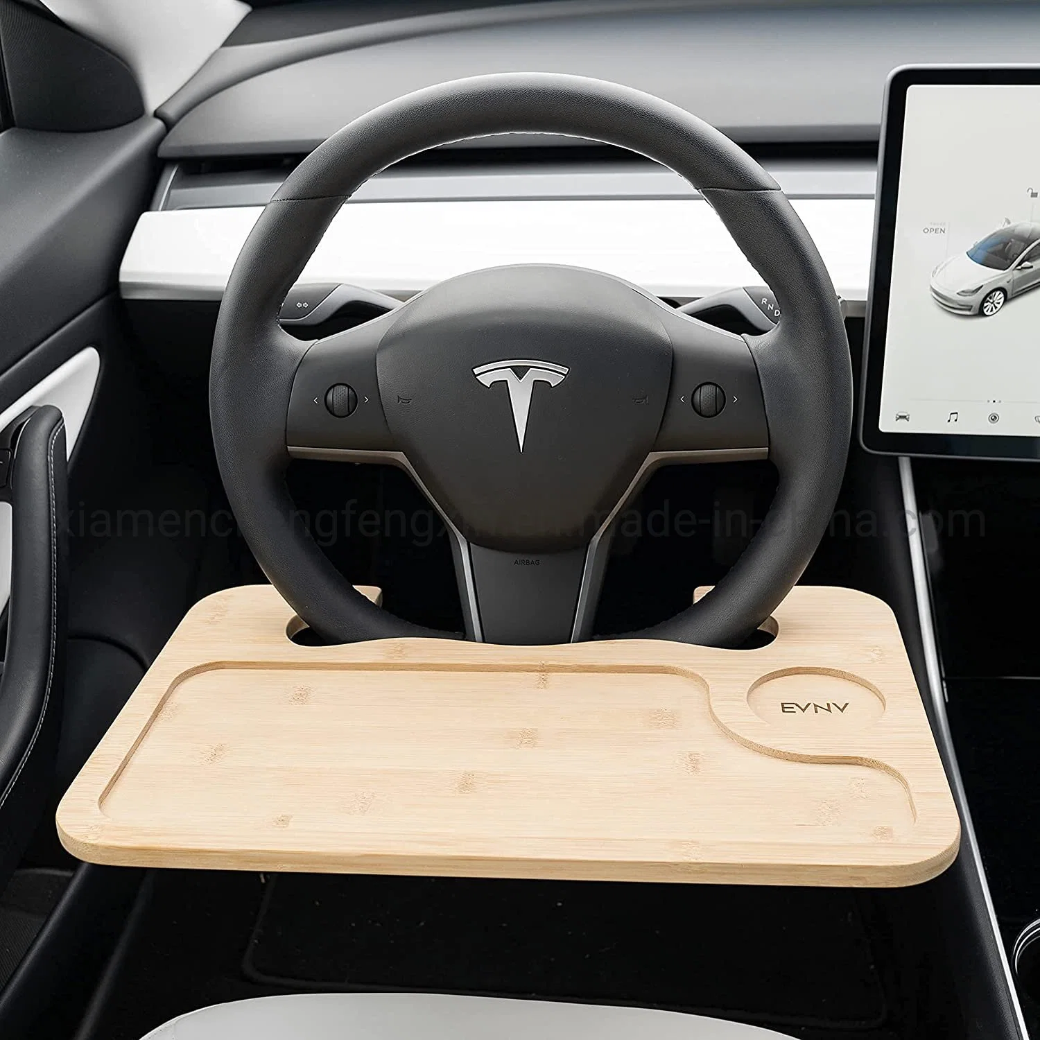 Plateau de volant - Mangez confortablement dans votre voiture - Bureau d'ordinateur portable pour travailler à distance - Convient à la plupart des voitures, y compris le modèle Tesla.