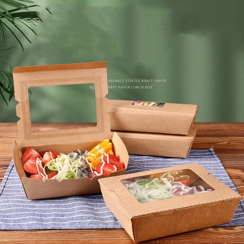 Dry Flower Pack Paper Square Lunch Biodegrad Sushi Tray Fast Food Contain PA Box