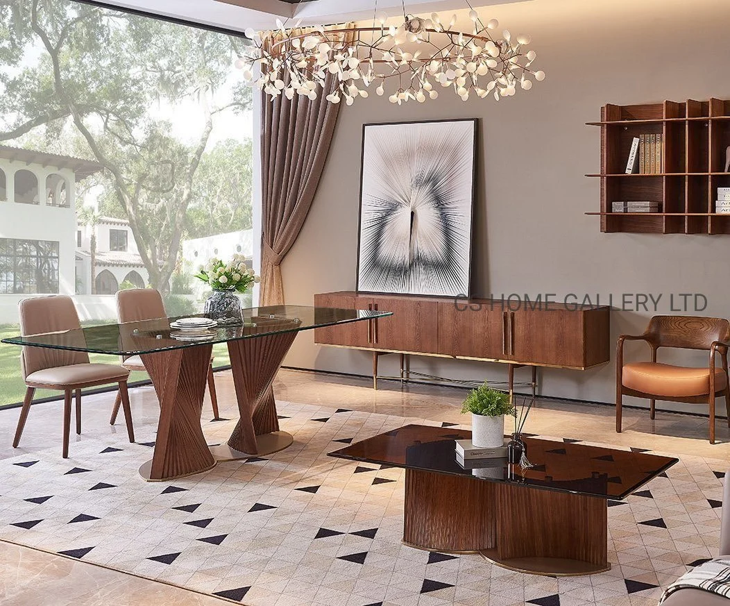 fait sur mesure Accueil moderne en bois marbre naturel en table à manger de meubles en acier inoxydable