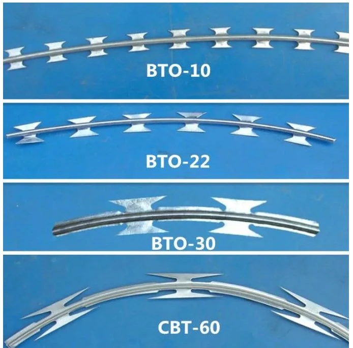 Concertina con tratamiento térmico de alta resistencia Alambre de Púas navaja de afeitar Concertina galvanizada malla de alambre de púas