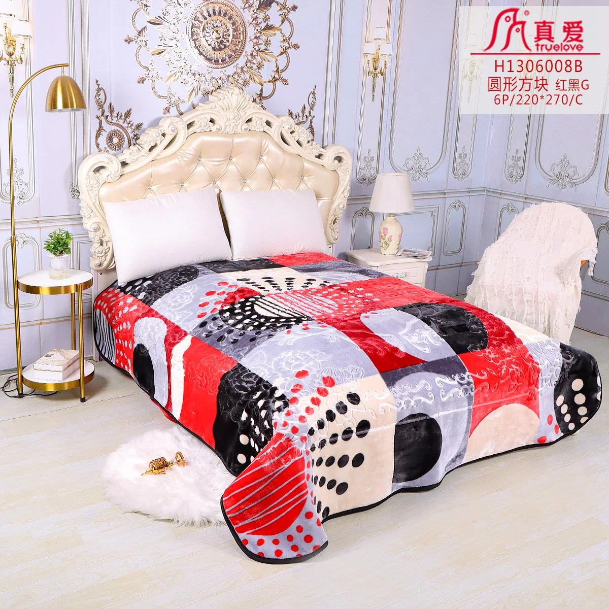 Chine polyester tricoté polaire blanc chaud Nuageux laine douce 1 pli Literie de couverture de luxe coréenne à deux plis avec grand lit king size Raschel Définir