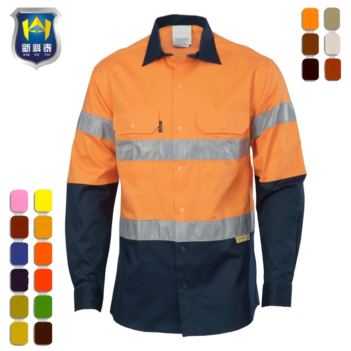 Prime Mover Workwear Hi Vis Lightweight Vented Long Sleeve Mens Shirts