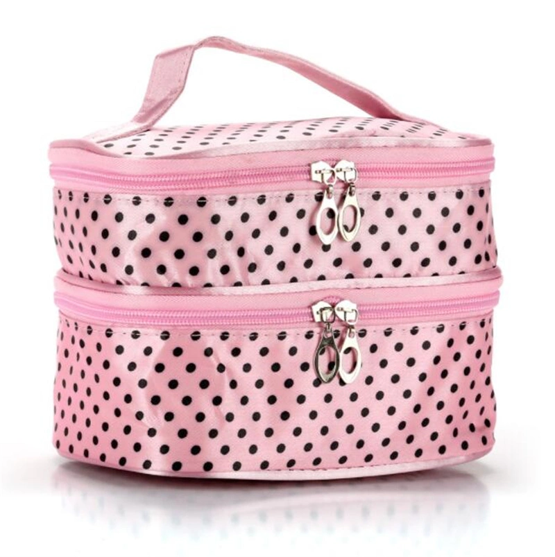 Hot Sales Wave Point Double Layer Cosmetic Bags Cases Boxes