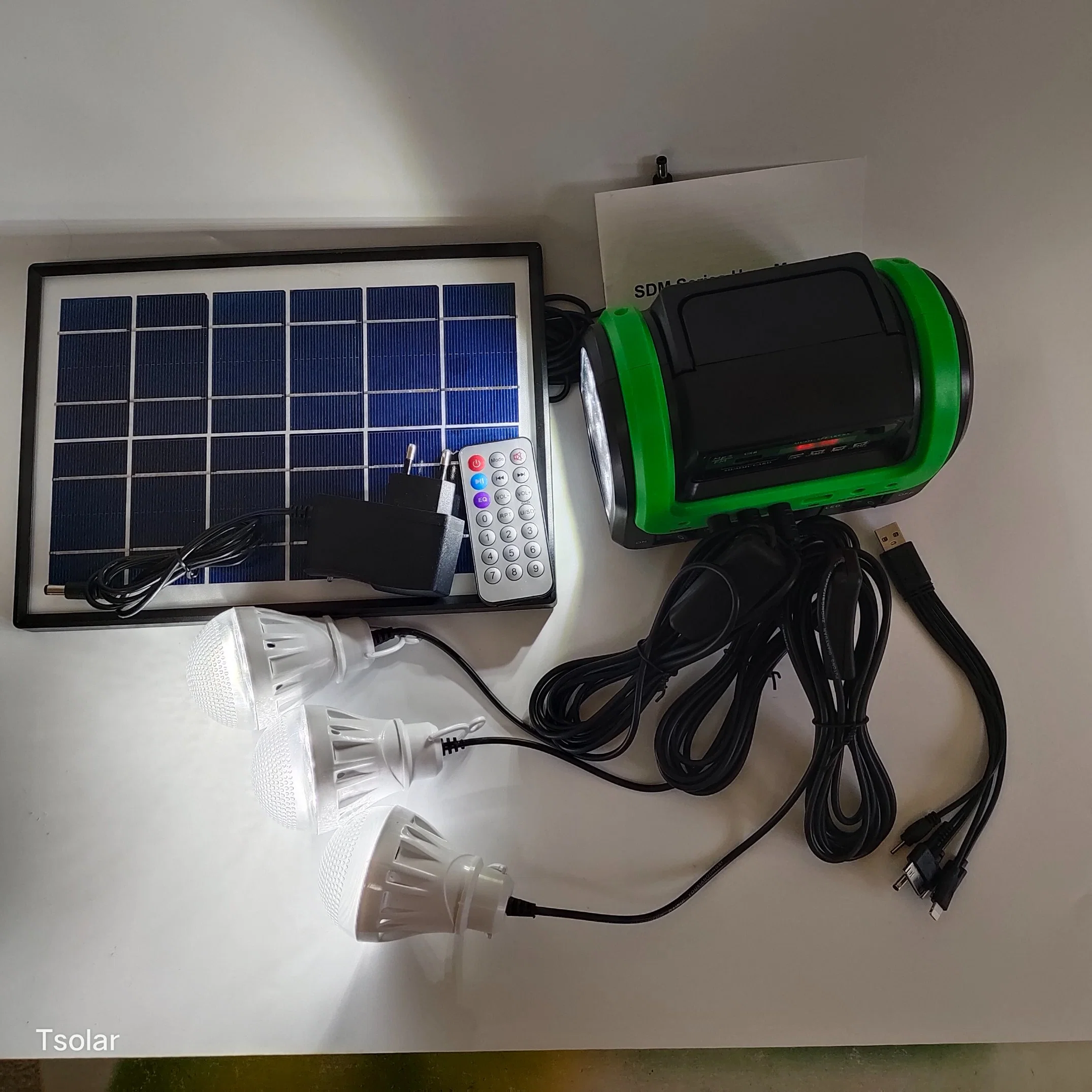 Portable Solar Home Lighting System Radio Solar LED Light with Three Bulbs, LED Lighting Bulb