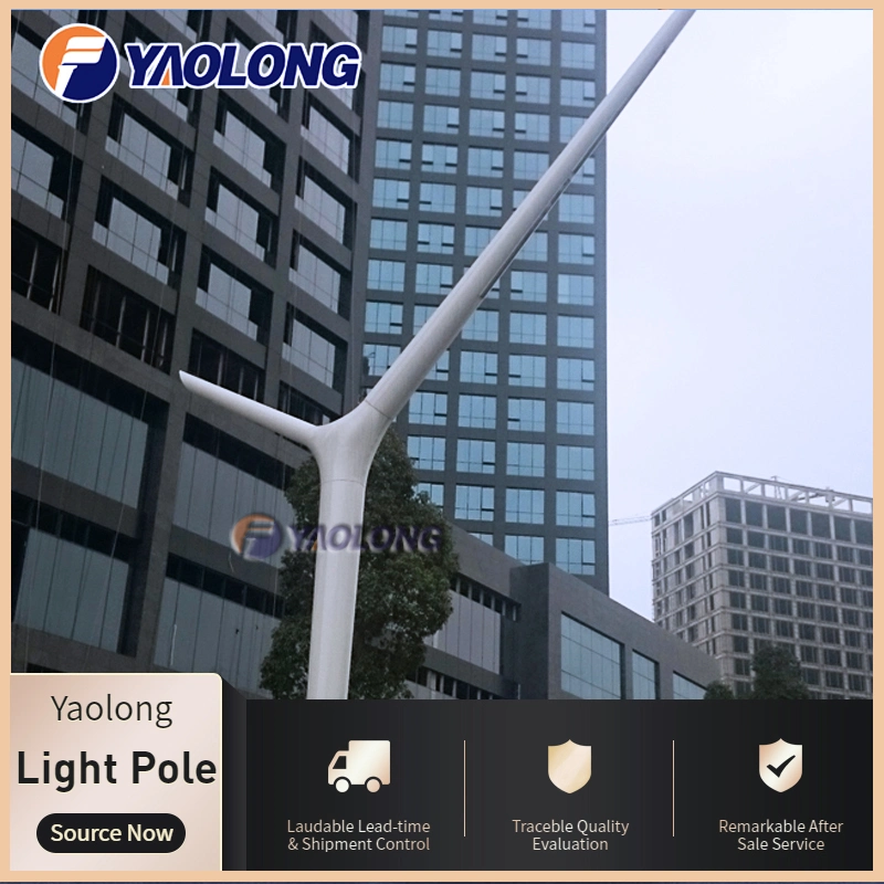 30FT Wind Resistant Stainless Steel Street Light Pole Base Construction
