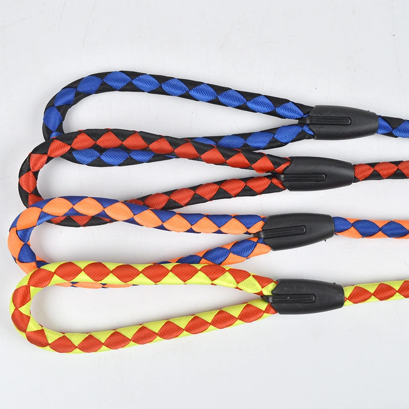 Double Color Nylon Rope Heavy Duty Dog Leash Collar Chain