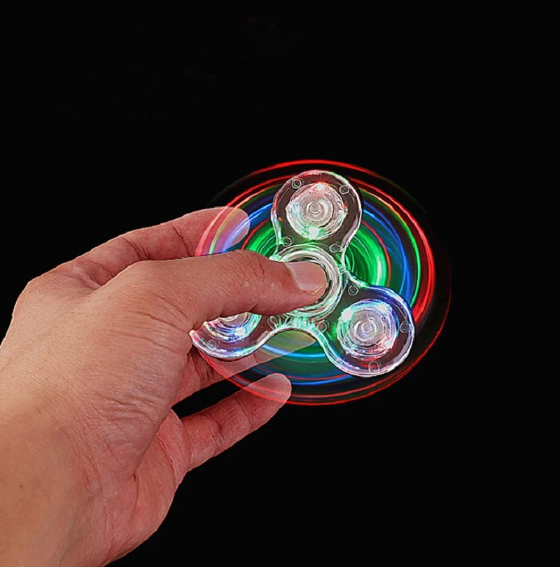 Manufacturers Direct Fingertip Crystal Gyro LED Luminous Transparent Flash Decompression Fidget Spinner