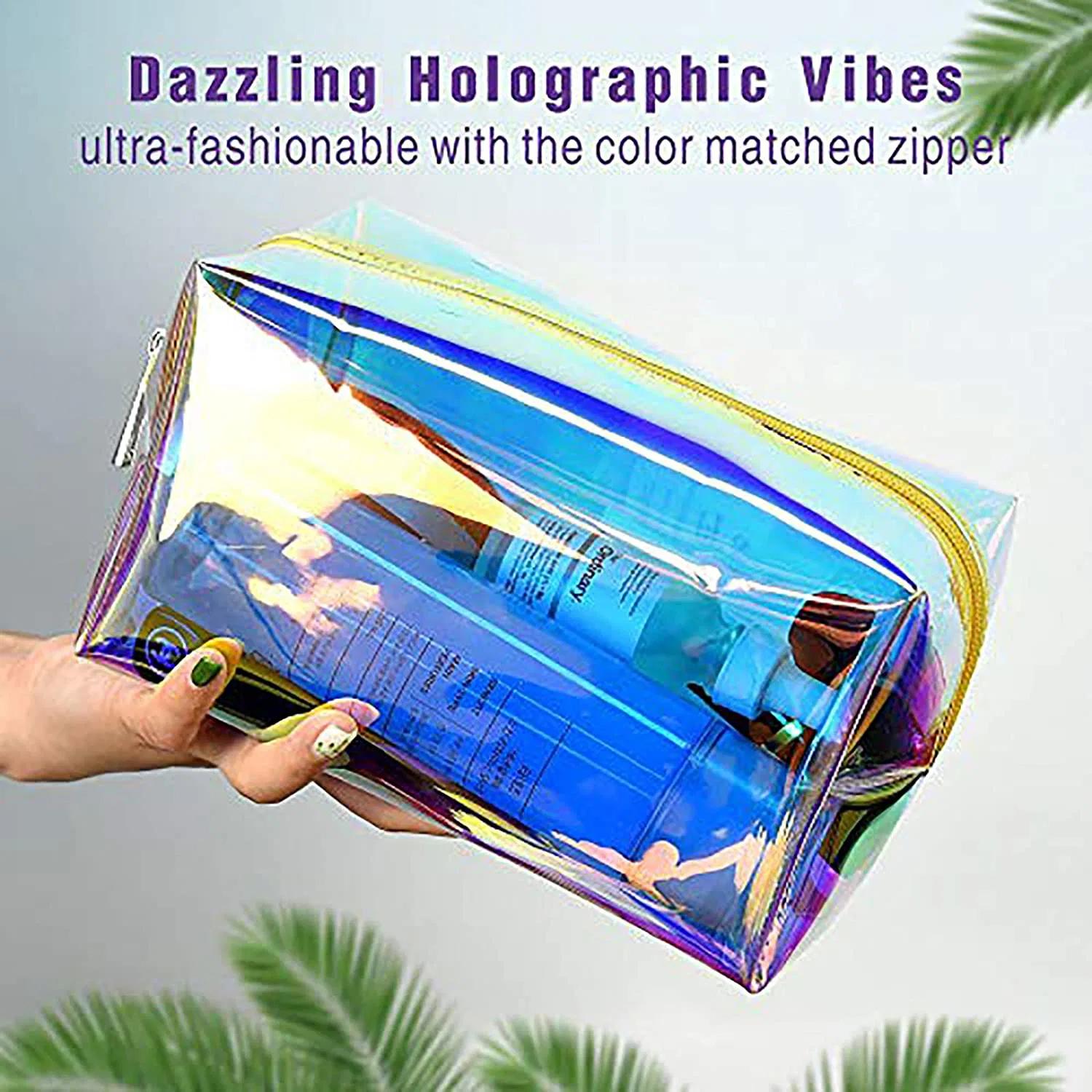 Fashion Holographic Travel Large Toiletry Makeup Organizer Cosmetic Bag