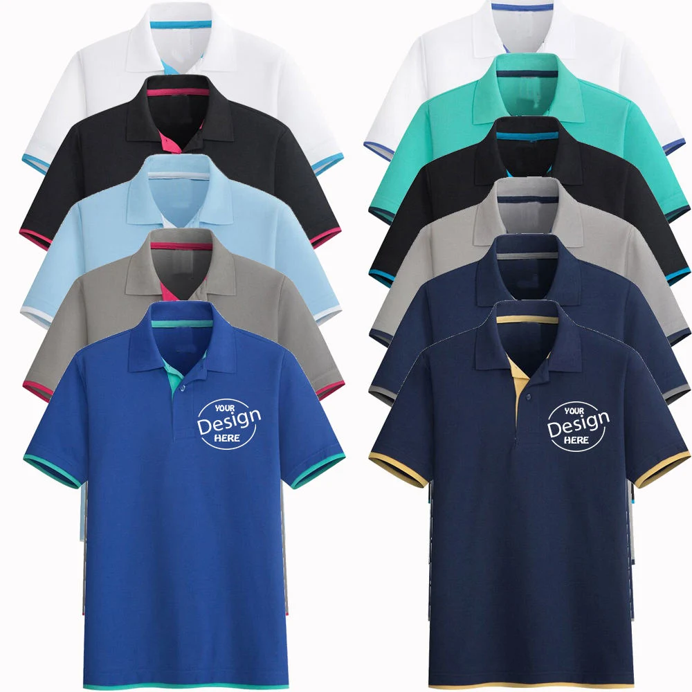 Impressão personalizada Verão simples Polo homens Tshirt por grosso de manga curta de algodão de alta qualidade Piqué homens's Golf Polo Shirts