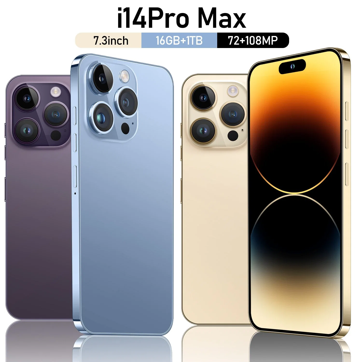 Viqee Phones Heißer Verkauf Brand New Smart Mobile Phone I14PRO Max 6,1 Inc Android Handy, OEM / ODM, große Menge auf Lager