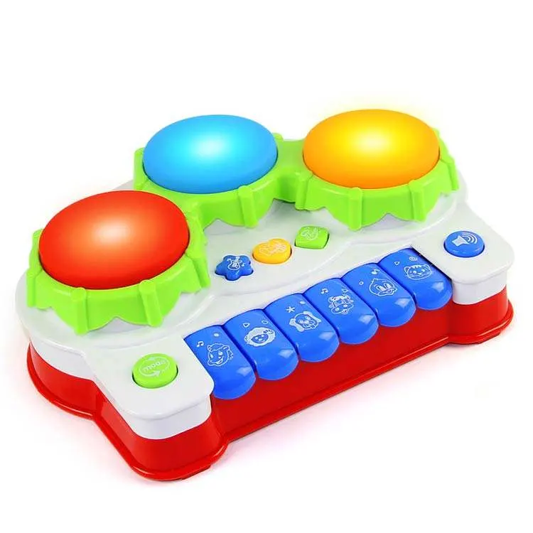 New Hot Selling Products Electric Cartoon Piano Musical Instruments Toys Cartoon Musical Drum Kit for Baby Play Musical Drum