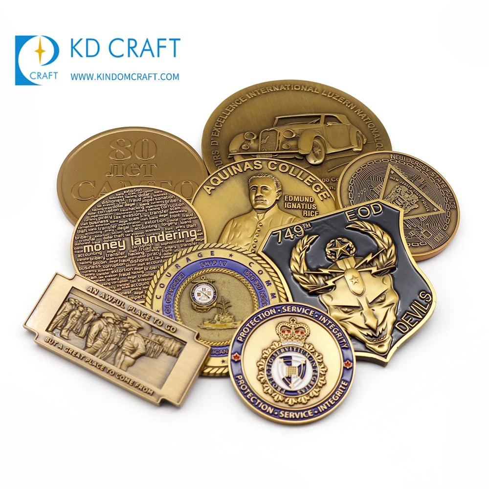 Sin mínimo de venta al por mayor de esmalte de latón de metal personalizados Militar del Ejército de la Marina recuerdo dorado antiguo reto Coin