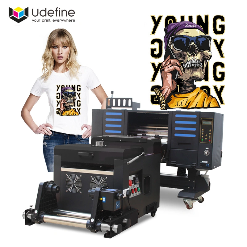 UDefine DTF Film Printing Process DTF Printer Textile Printing Machine (آلة طباعة النصوص) مع فرن مسحوق لطباعة القمصان