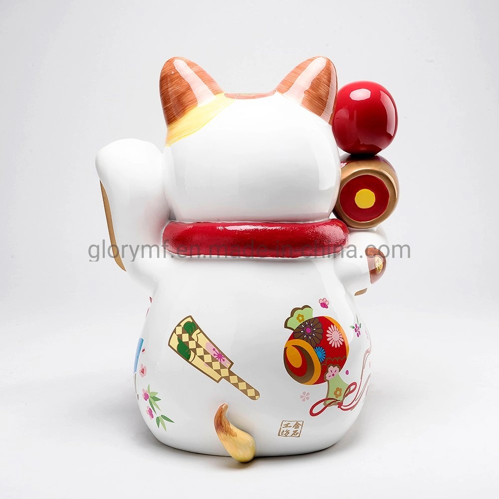 Chinese Traditional Display Facai Cat with Custom Poly Resin Material