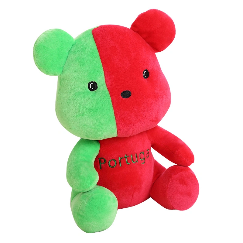 20cm Customized National Flag Design Soft Plush Stuffed Animal Coloured Teddy Bear Toy