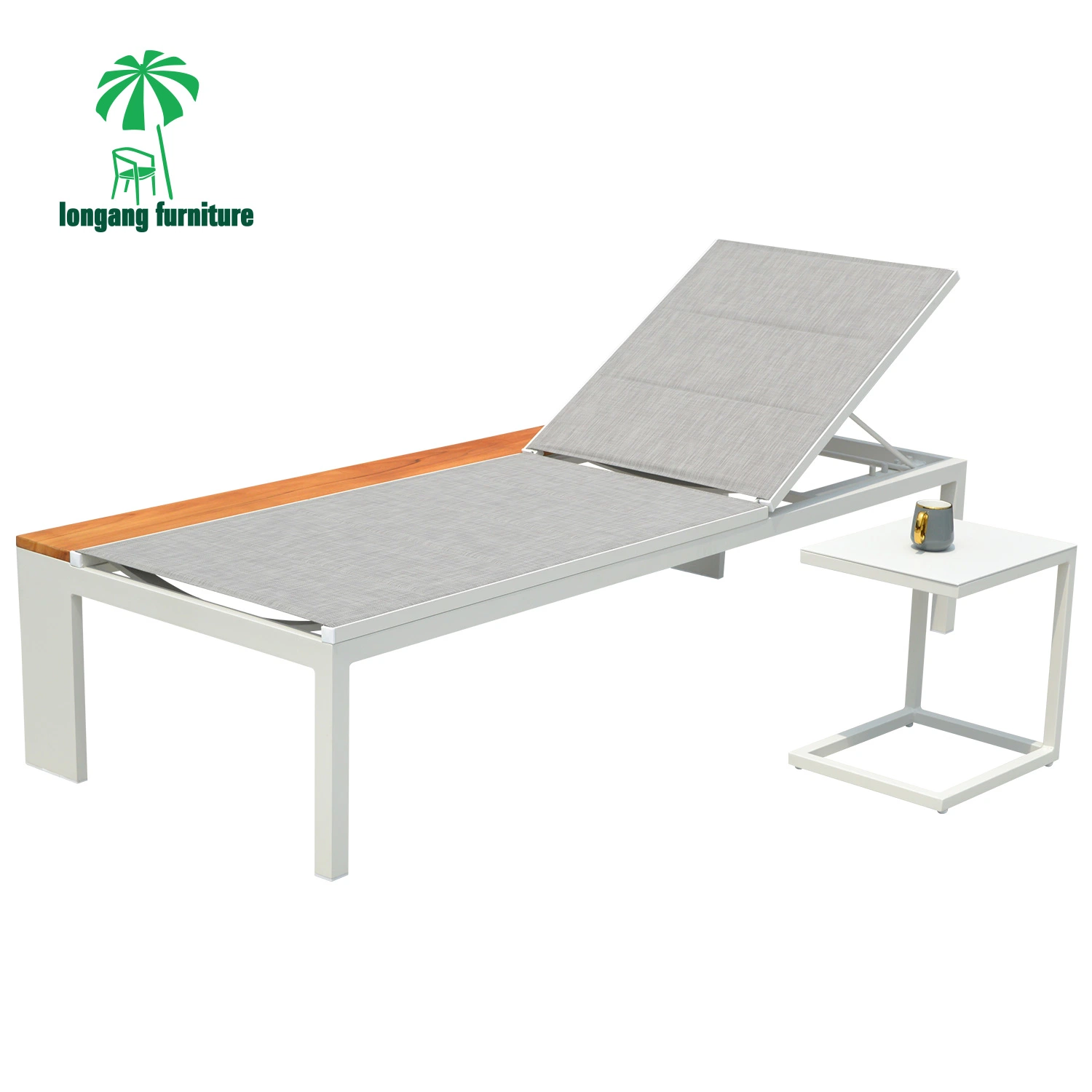 Luxury Sun Chair Chaise Lounge Bed Plastic Wood Sun Lounger for Swinging Pool Side