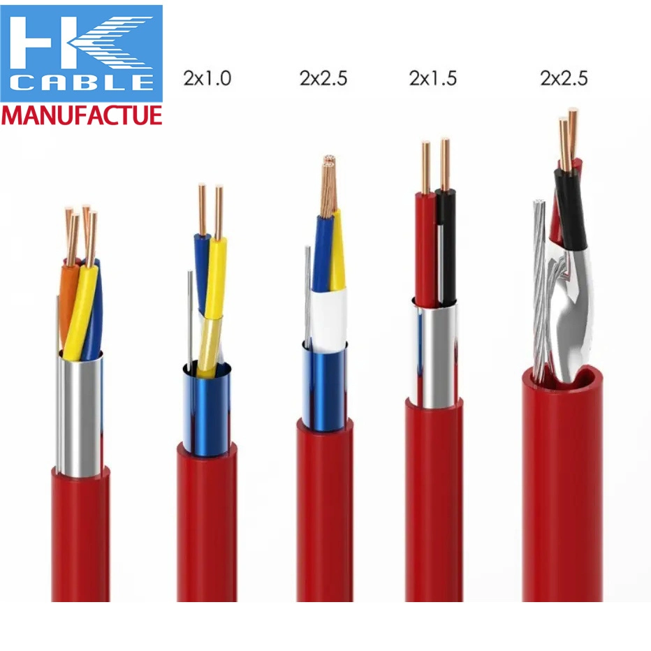 Alarma de Incendio nominal vertical Fplr sólido Cable Blindado de cobre trenzado de color rojo de PVC de 2c 2 conductores sistemas de seguridad UL 16 AWG 18 AWG