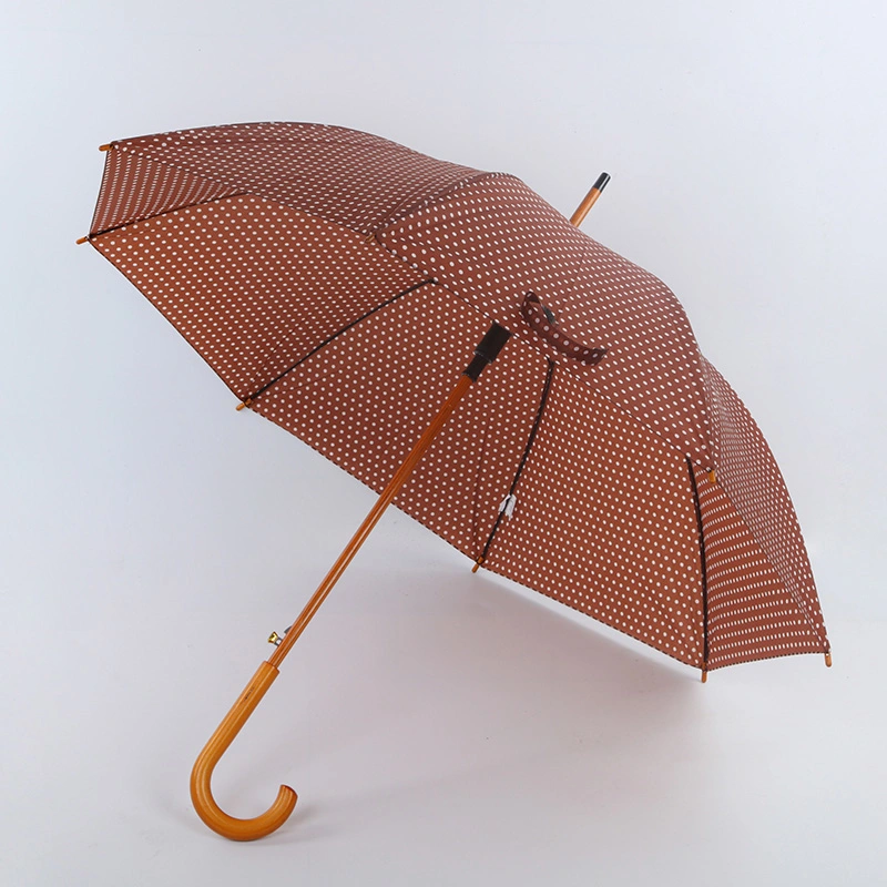 104cm Open Dia Wooden Handle Auto Stick Rain Umbrella