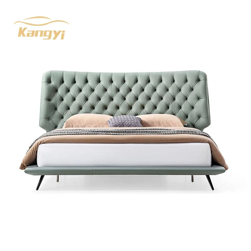 Спальня дизайнер ткань кровать Мебель мягкая кнопка Tufted двойной размер деревянные кровати, мебель