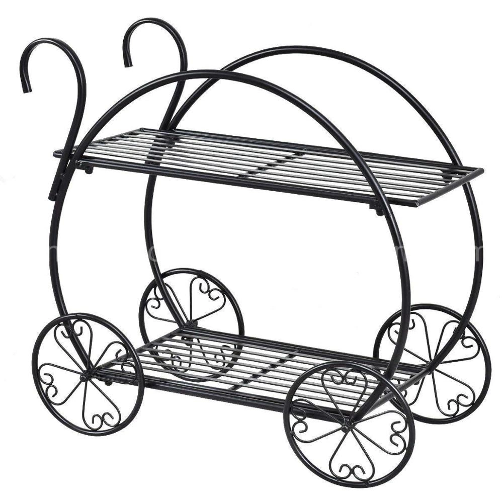 Metal Plant Layer Flower Pot Cart Display Rack