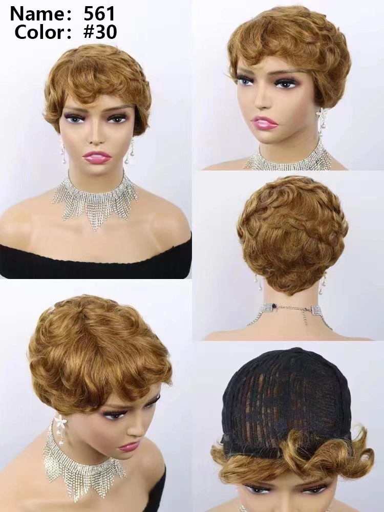 Court-circuit Cheveux humains Perruques Pixie coupe droite Remy cheveux brésiliens pour les femmes noires Machine faite