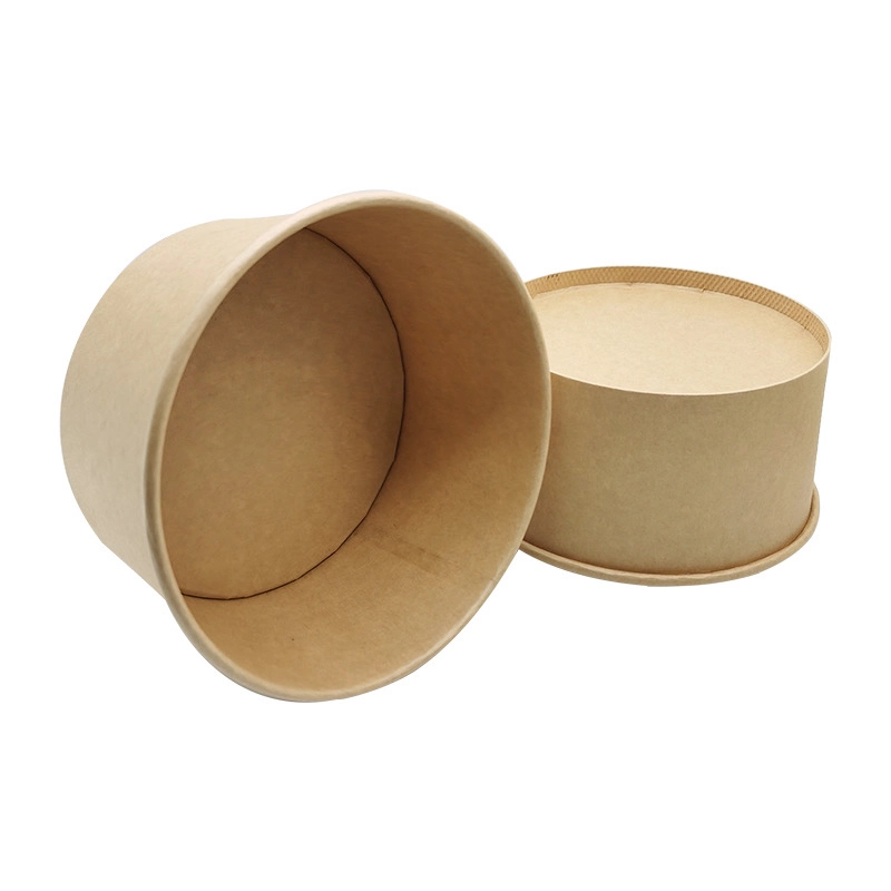 750ml Eco Friendly Brown Kraft Round PLA-Lined Paper Food Container Bioboard Bowls