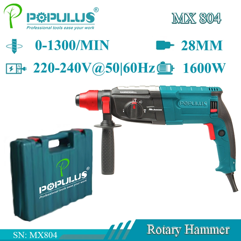 Populus Nova chegada Industrial qualidade martelo rotativo Ferramentas de potência 1600 W. Martelo eléctrico