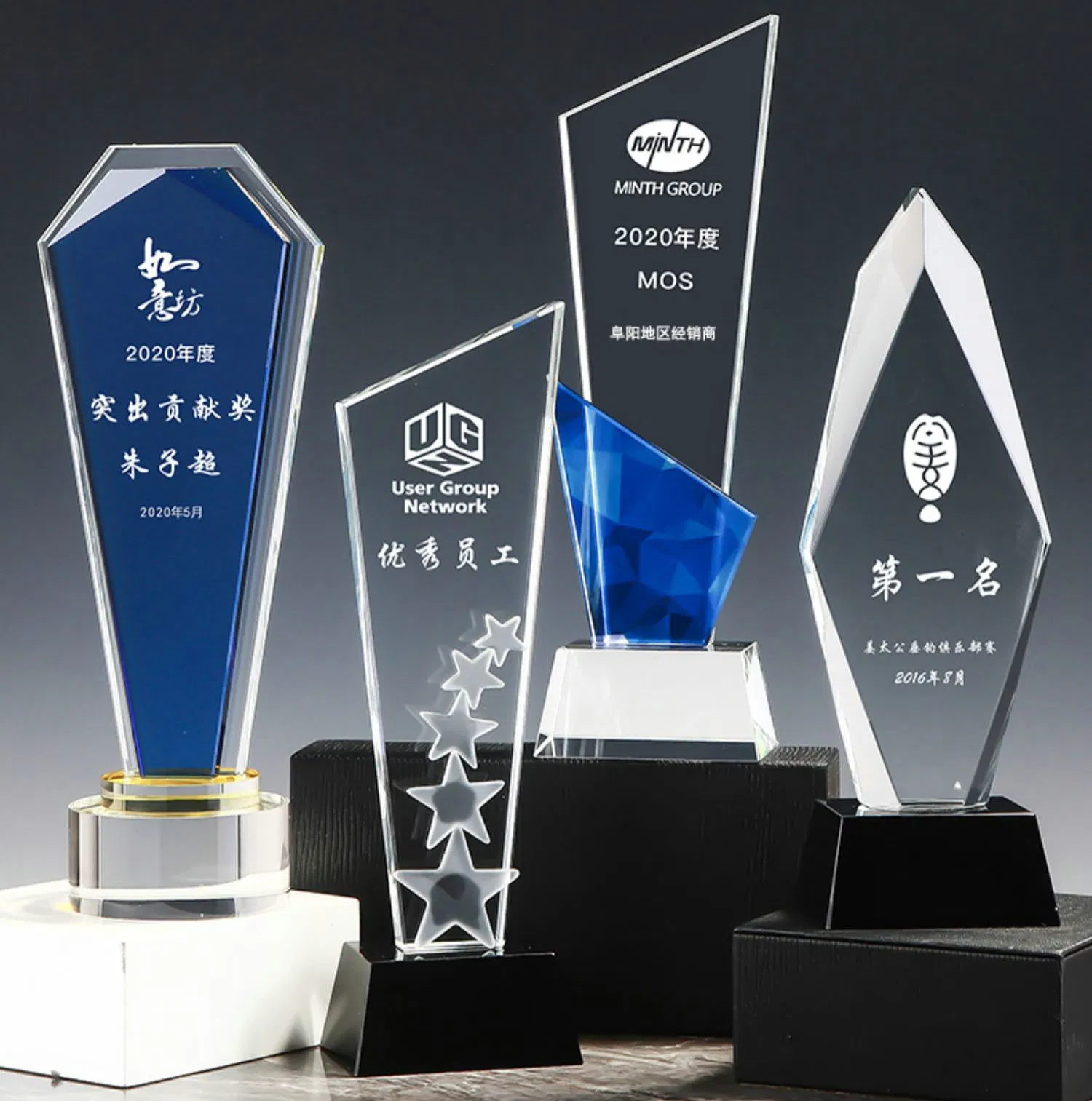 Chinês Factory Acrílica Negócios Gift Golfe American Football School basquetebol Torneio de música de Casamento Eventos resina Prémios Plaque Troféu Souvenir K9 Cristal