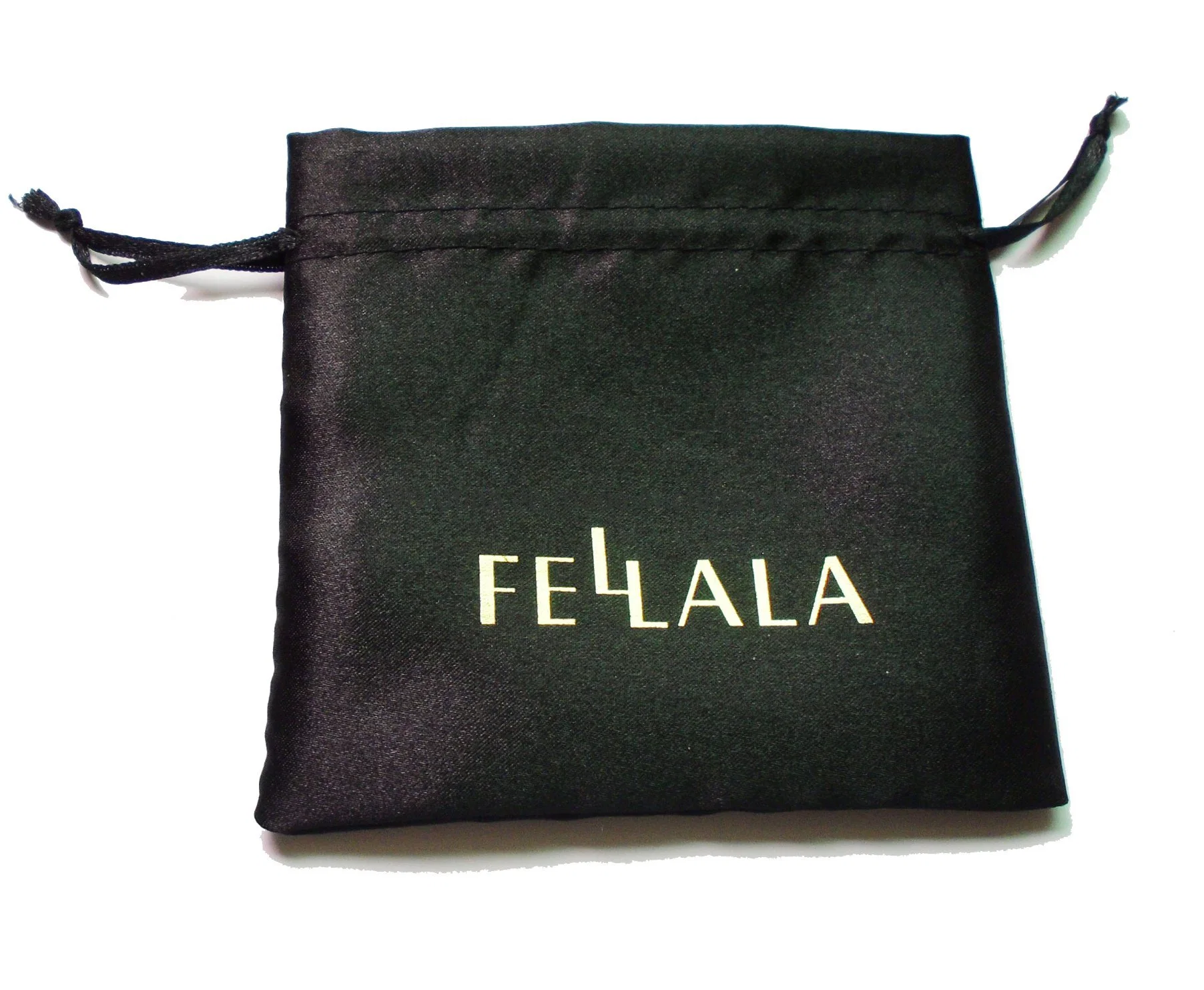 Jewelry Gift Packaging Bags Satin Hair Bags Pouch with Gold Logo