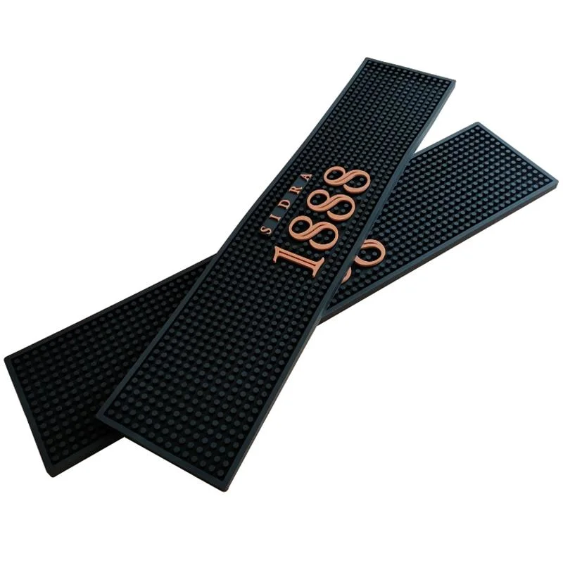 Rail Bar Mat Rubber Black Bar Service Spill Mats for Counter Top