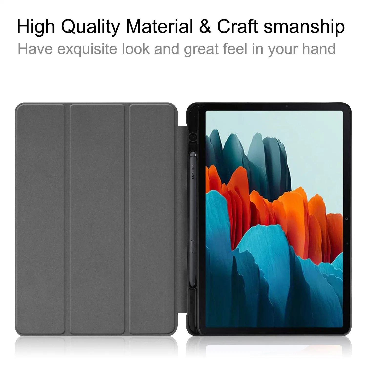 for Samsung Galaxy Tab S7 11'' 2020 Tablet Case with Pen Slot TPU Leather