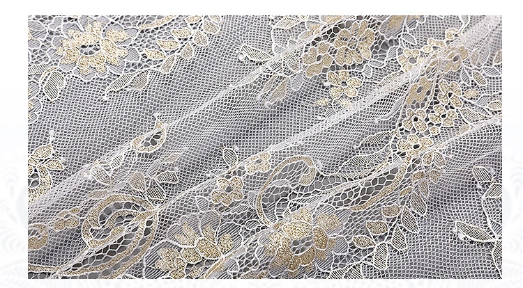 Gold and Silver Thread Eyelash Lace Non-Stretch Fabric Dress Garment Accessories