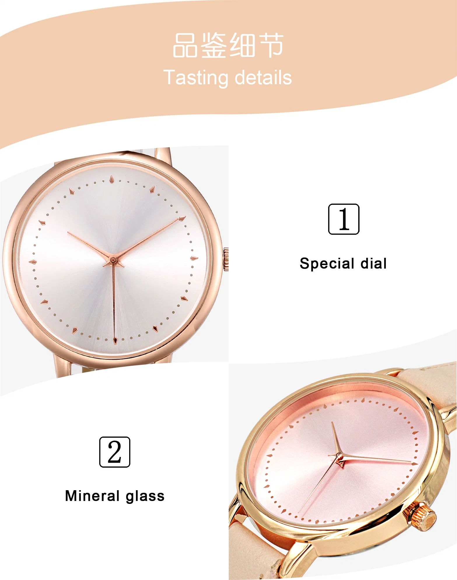 Fashion Lady Diamond Watch, Alloy Rose Gold White Belt Young Girls Watches