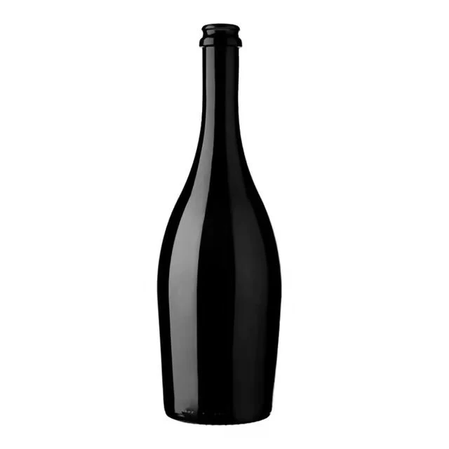 نبيذ بورغندي برغندي برغر أسود دائري سعة 750 مل فارغ حسب الطلب زجاجات مع زجاجة شامبانيا كورك كوبر