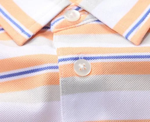 Polo personalizado casual de ajuste estreito em algodão Pique Stripes para Para homem