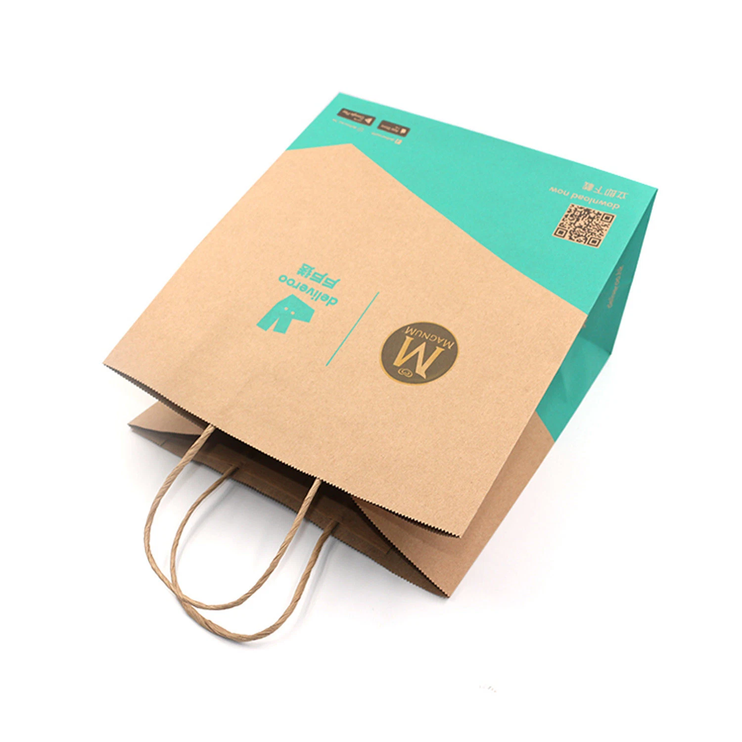 Fsc Custom High quality/High cost performance  Colorful Printed Brown Kraft Shopping Paper Packaging Bag with Your Own Logo