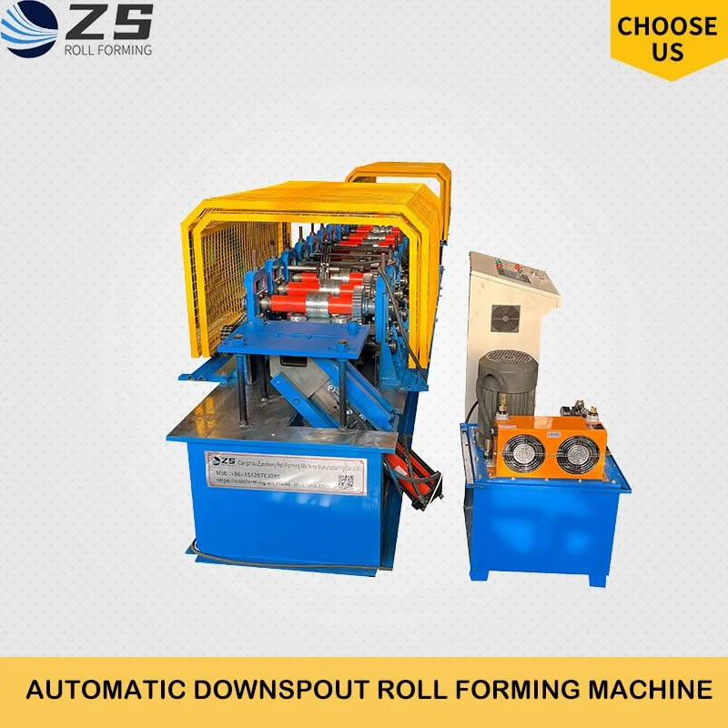 Square Galvanized Color Steel Rain Downspout Pipe Making Roll Forming Machine with Cutting Device Automatically