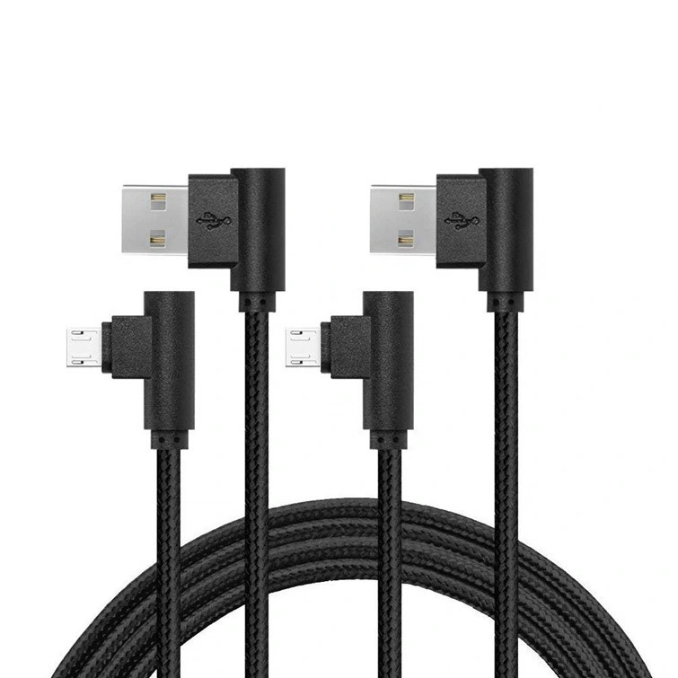 Codo de 90 grados Cargador cable de datos Micro Trenzado para Samsung