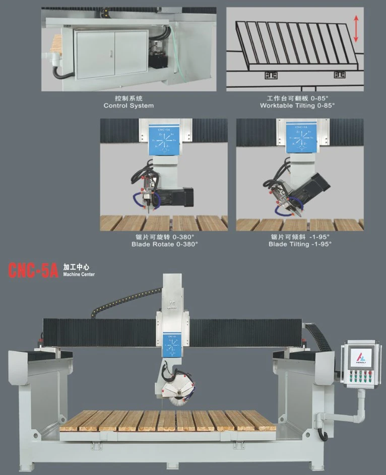 Italienische System 5 Achse CNC-Brückensäge Herstellung Küche Arbeitsplatte Schneidbohren
