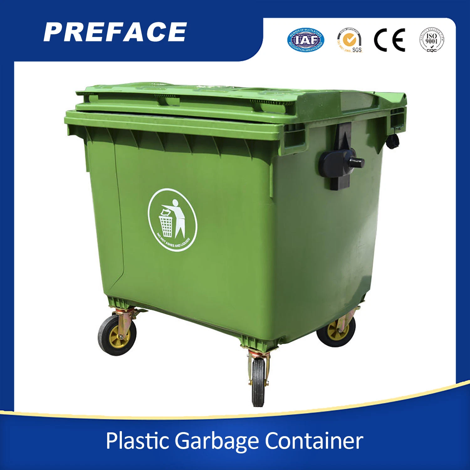 Hot Sale Recycling Garbage Cans Outdoor Waste Bin Plastic Trashbin 1100L Dust Bin Outdoor Trash Can HDPE Outdoor Trash Bin Plastic Dustbin Plastic