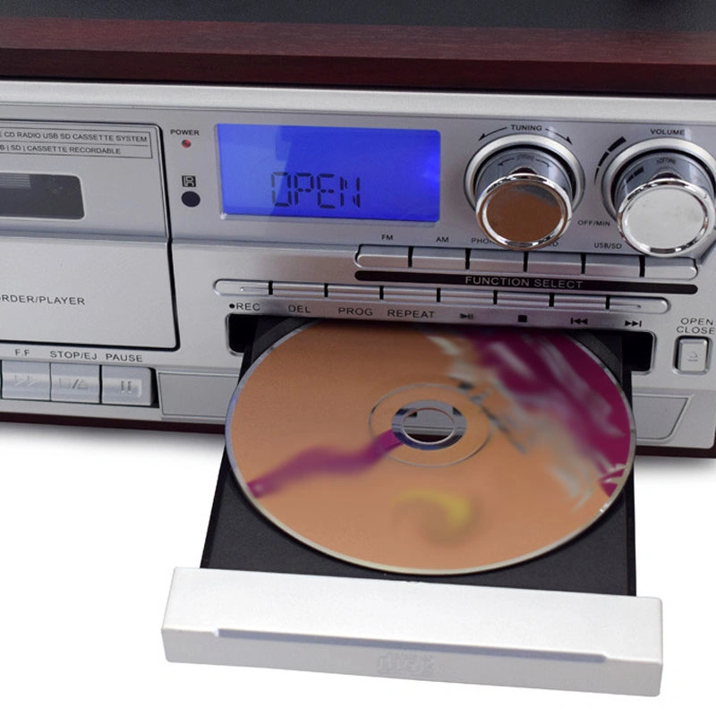 مشغل التسجيل من الفينيل USB SD FM راديو Retro Gramophone