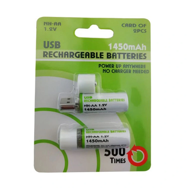 Batterie rechargeable AA Ni-MH USB sans câble ni chargeur requis.