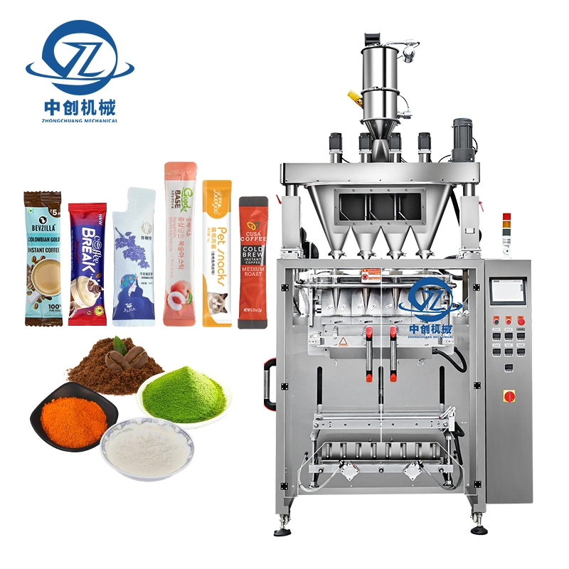 Custom Automatic Multi Lanes 5ml Paste Sacue Jelly Luquid Sugar Salt Pepper Powder Protein 3in1 Coffee Stick Filling Food Sealing Packaging/Packing Machine